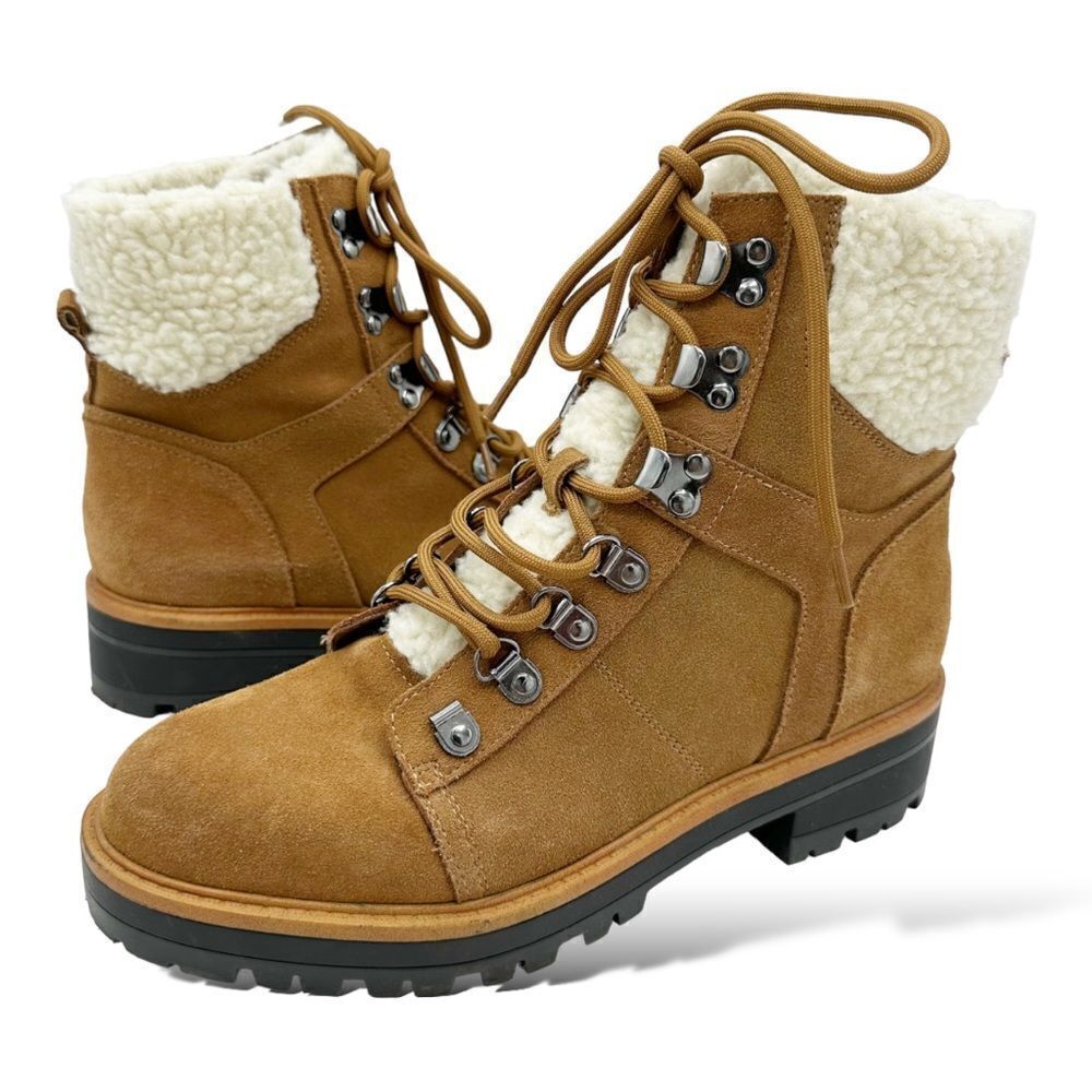 Marc Fisher Women's Isalia Suede‎ Leather Sherpa Lined Ankle Boots Shoes Size 9M